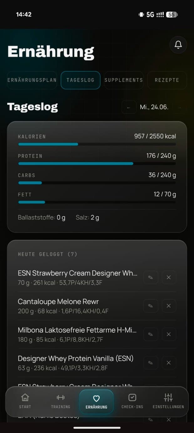 Makro-Tracking in der cbta App